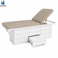 Medical Examination Table with 8 Drawers, Adjustable Backrest and Hidden Foot Step
